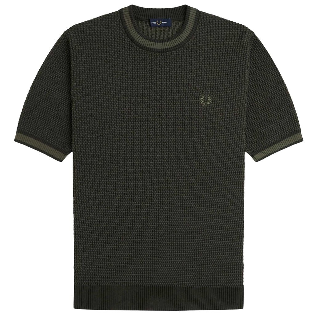 Fred Perry Textured Knitted Shirt - Hunting Green