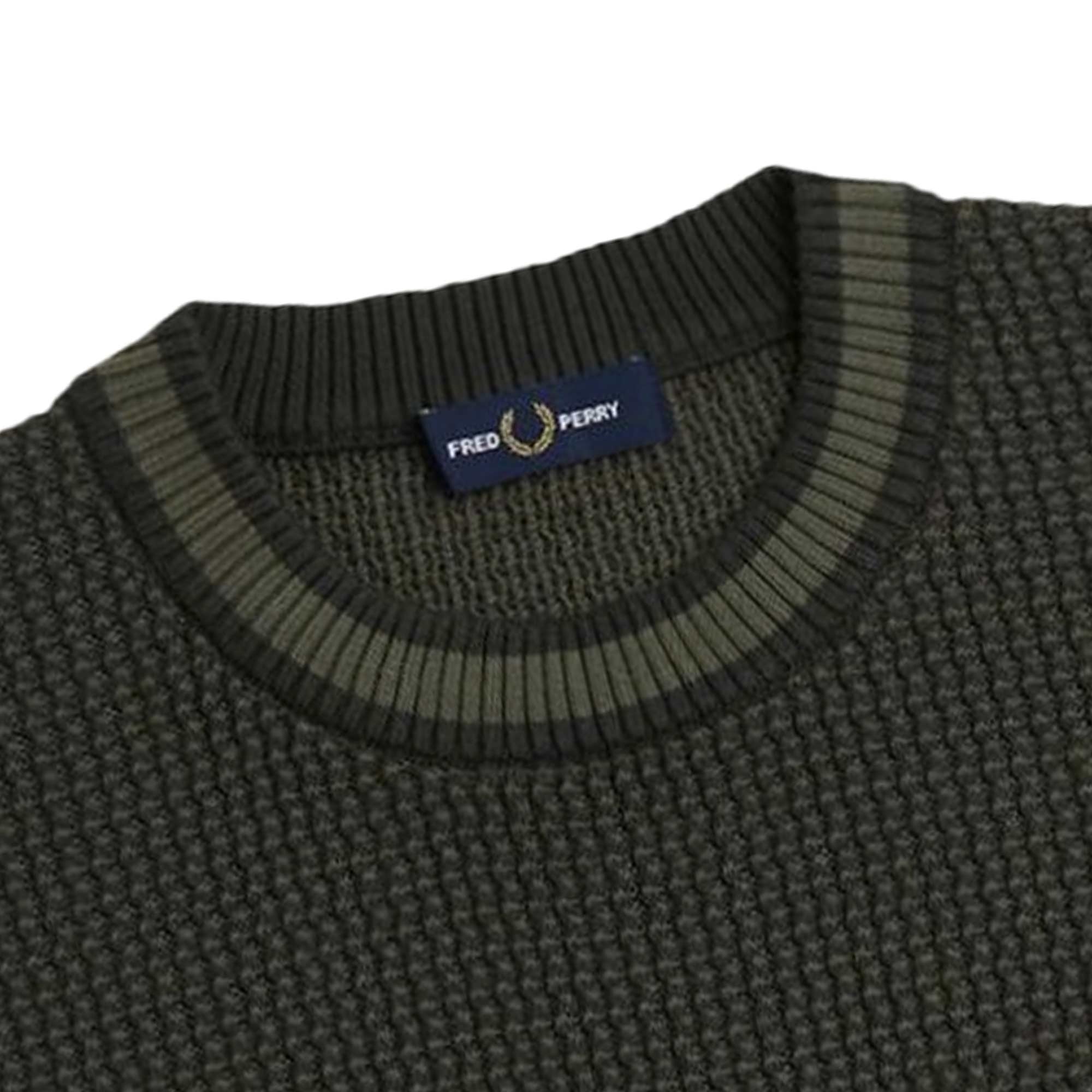 Fred Perry Textured Knitted Shirt - Hunting Green