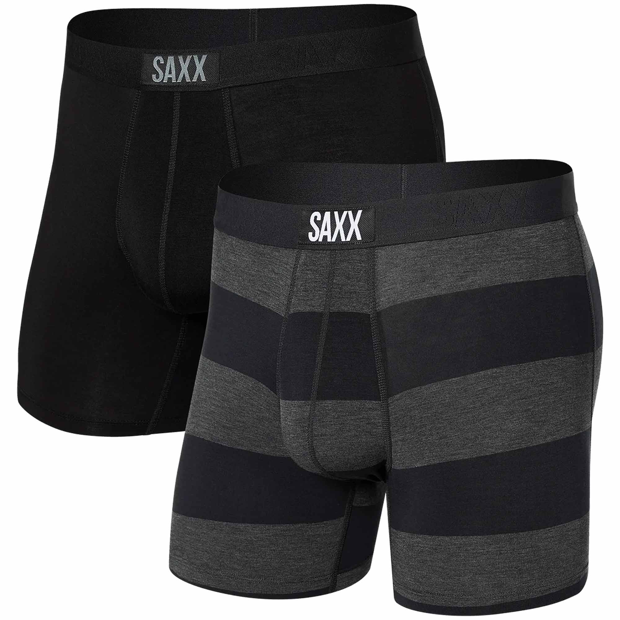 Saxx Underwear Vibe Super Soft 2 Pack Boxer Briefs - Black