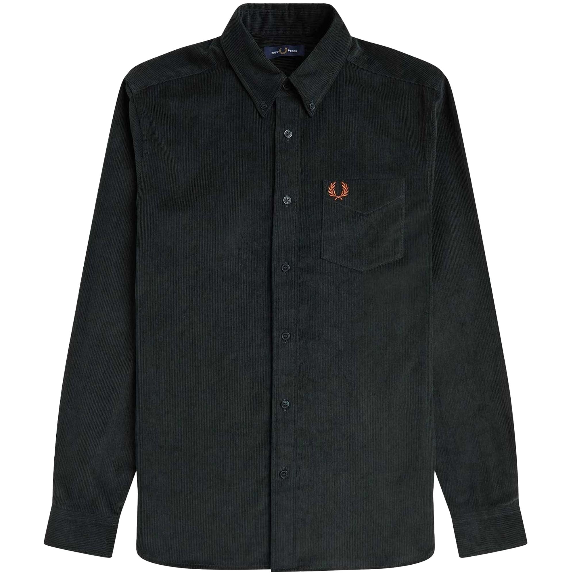 Fred Perry Corduroy Button Down Shirt - Night Green