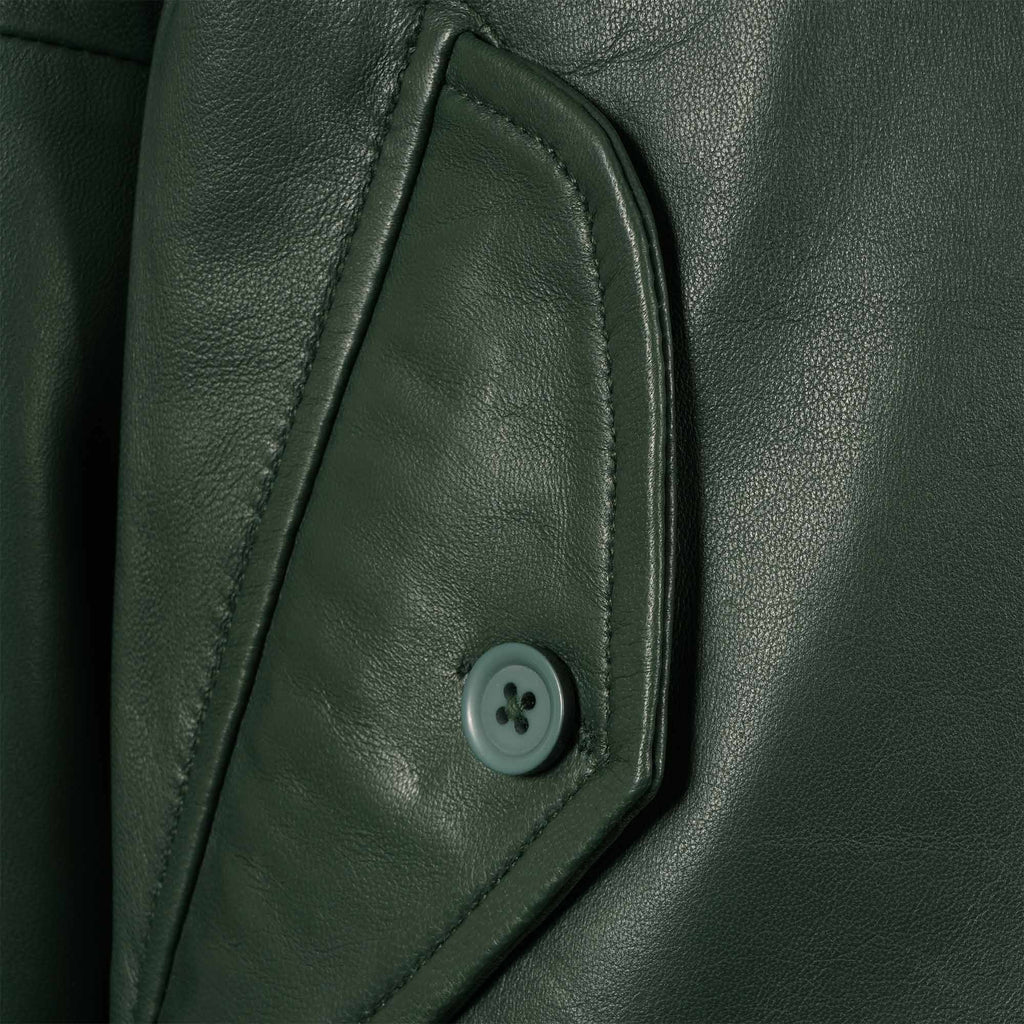 Real Hoxton Leather Harrington Jacket - Forest Green