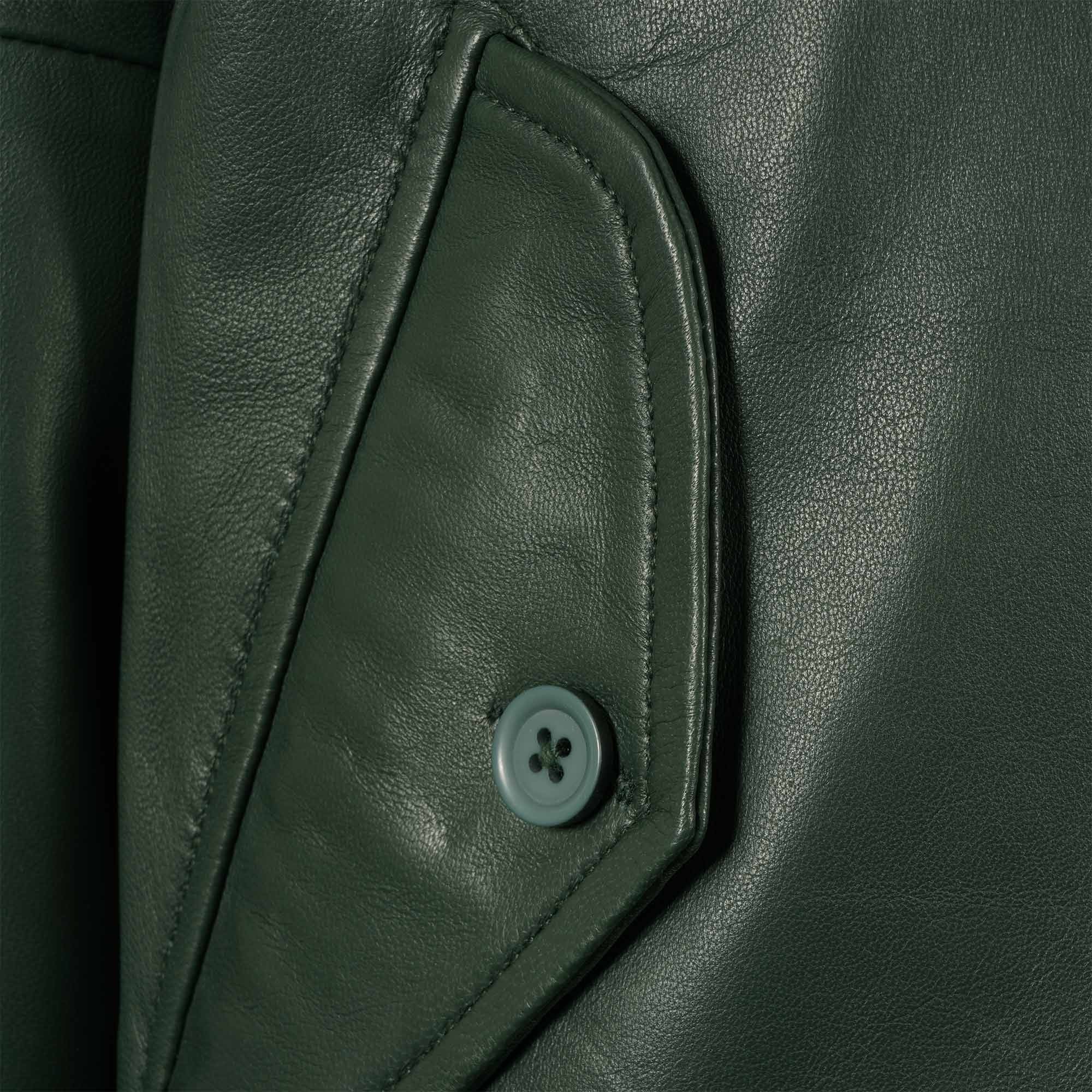 Real Hoxton Leather Harrington Jacket - Forest Green