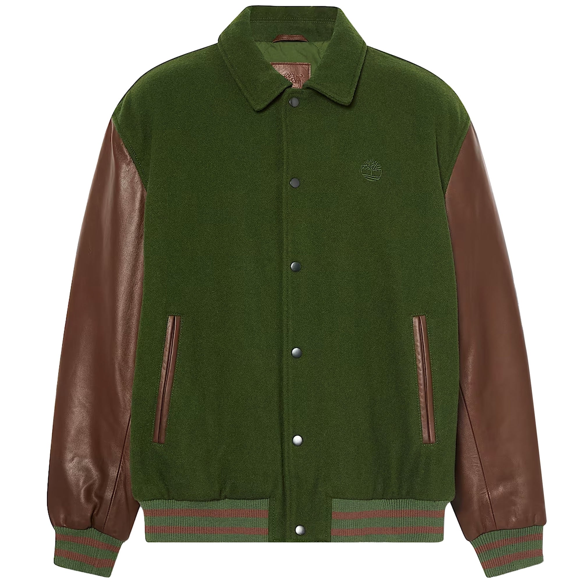 Timberland Leather Letterman Jacket - Dark Green