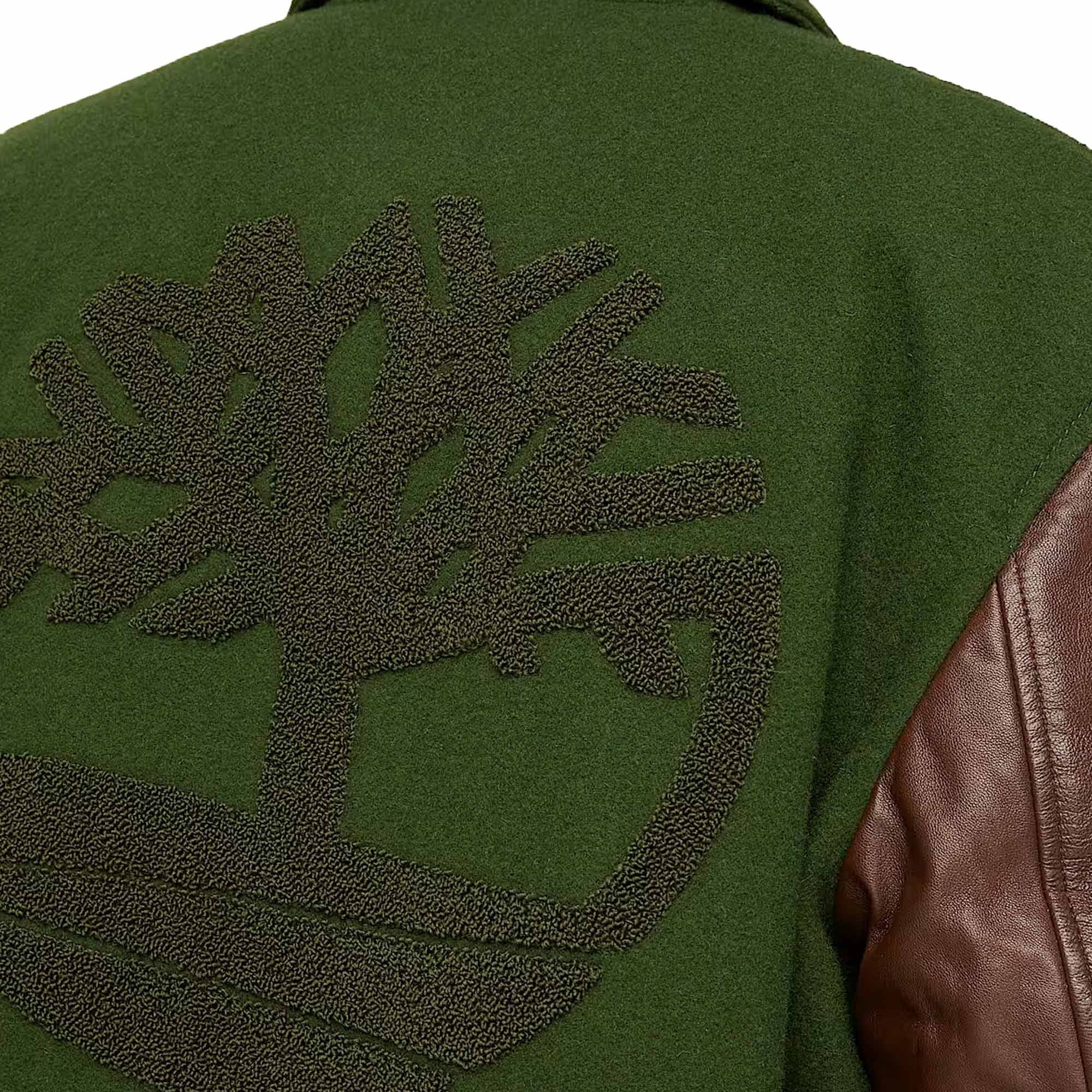 Timberland Leather Letterman Jacket - Dark Green