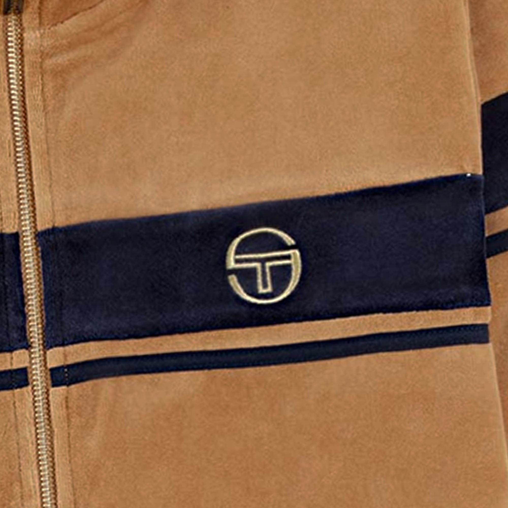 Damarindo Velour Track Top - Almond/Maritime Blue