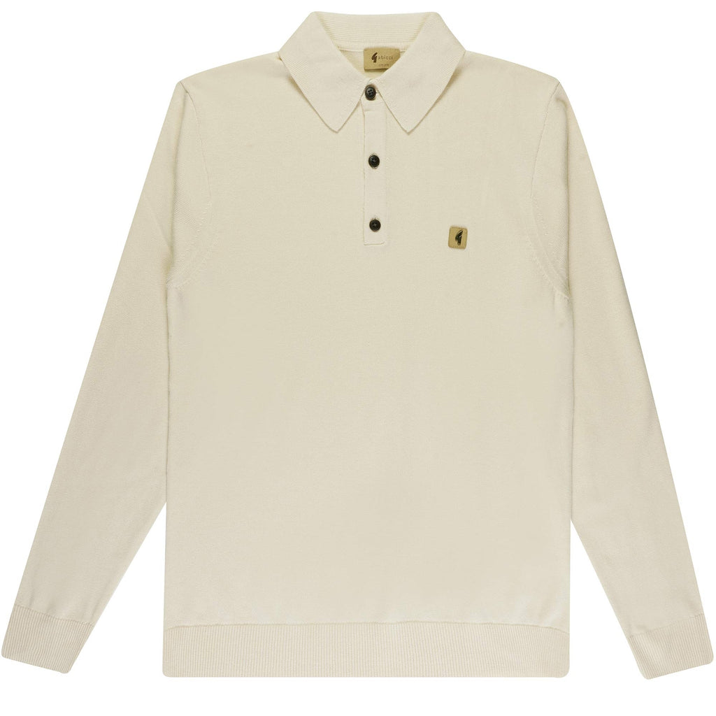 Gabicci Vintage Francesco Long Sleeve Polo Shirt - Oatmeal