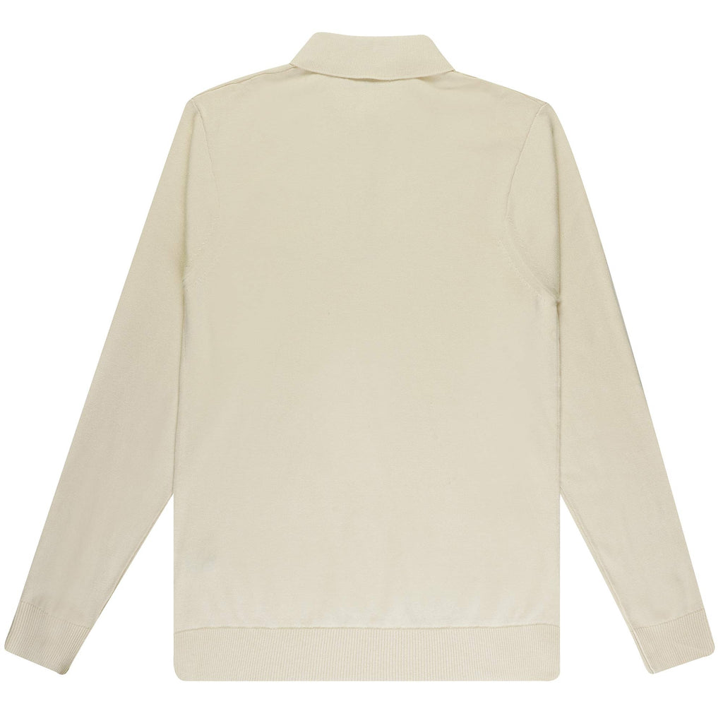 Gabicci Vintage Francesco Long Sleeve Polo Shirt - Oatmeal