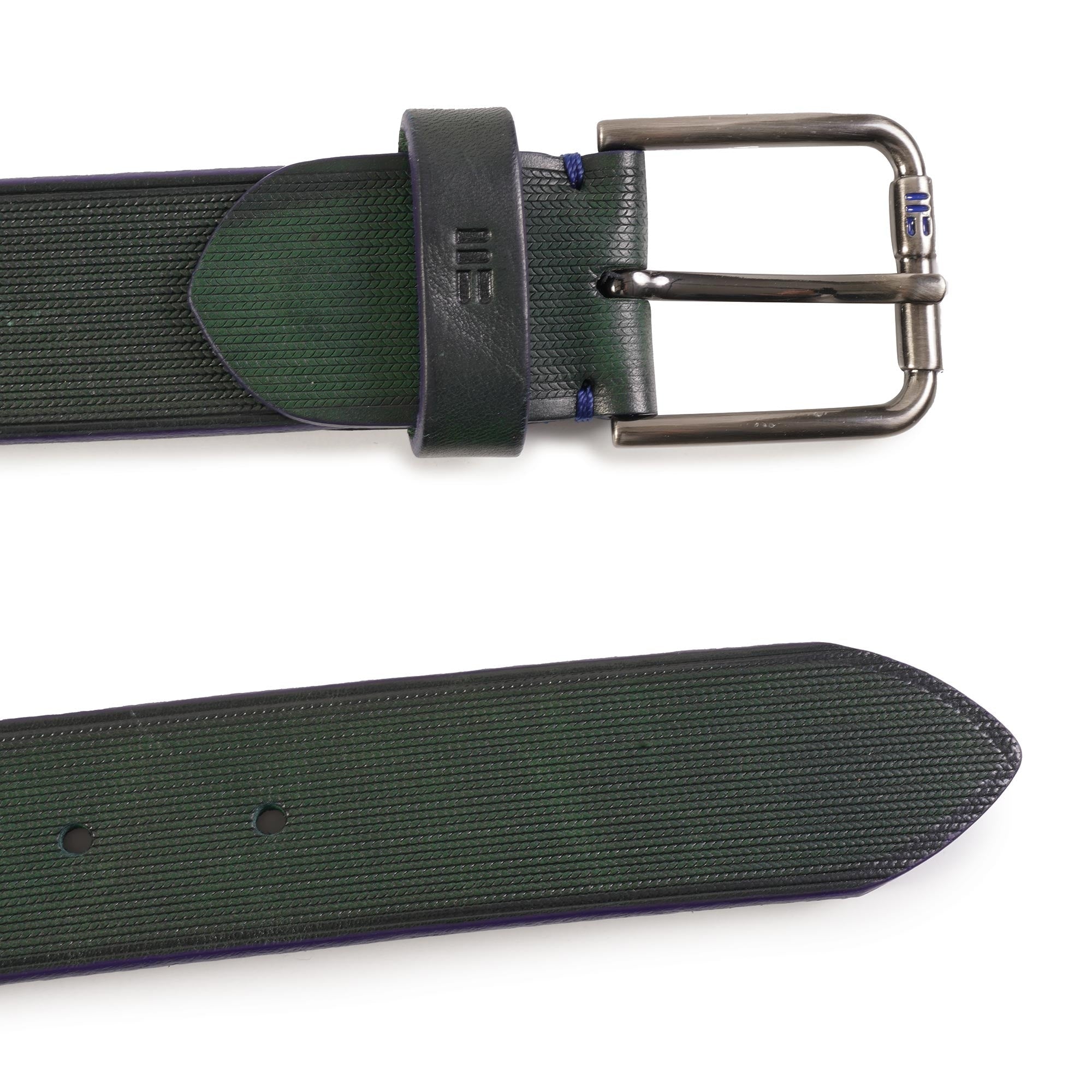 Miguel Bellido Belts Leather Belt - Green and Blue