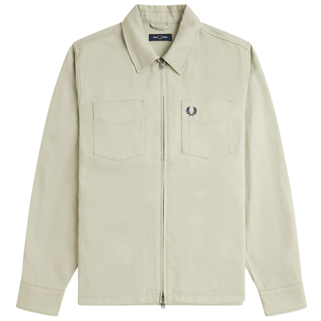 Fred Perry Twill Zip Through Overshirt - Light Oyster