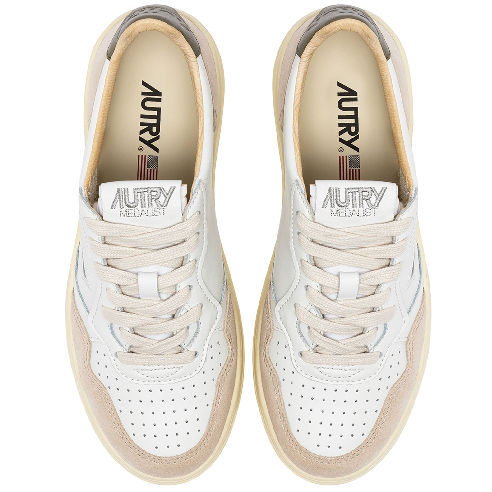 Autry Medalist Low Sneakers Leather and Suede - White and Covert