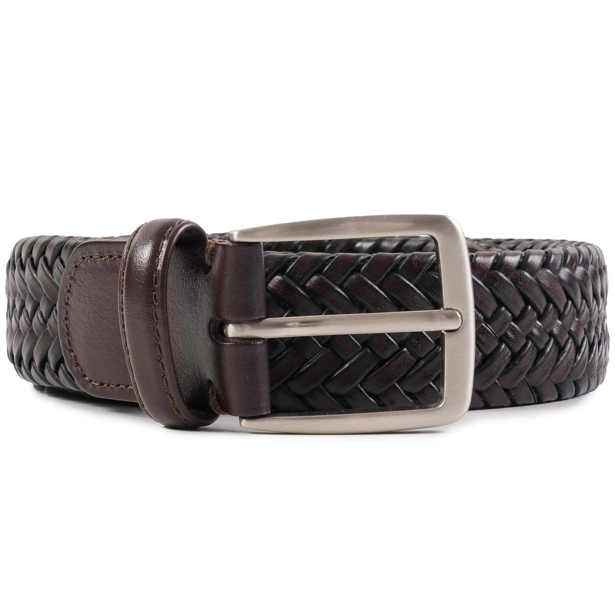 Miguel Bellido Belts Leather Woven Belt - Dark Brown