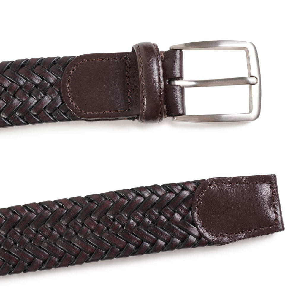 Miguel Bellido Belts Leather Woven Belt - Dark Brown