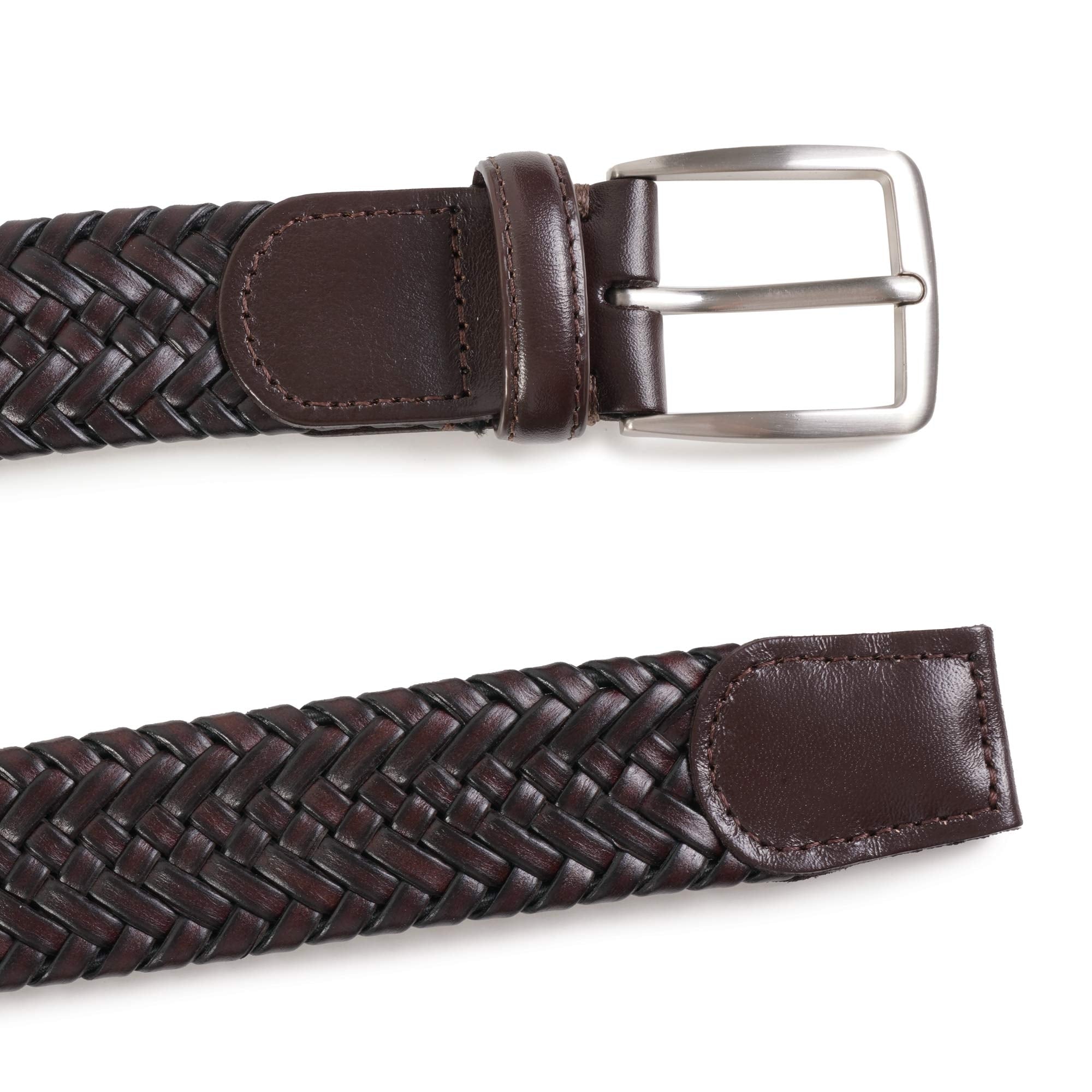Miguel Bellido Belts Leather Woven Belt - Dark Brown