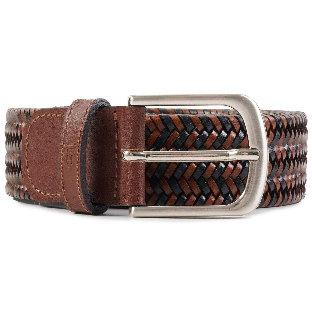 Miguel Bellido Belts Leather Woven Belt - Black and Brown