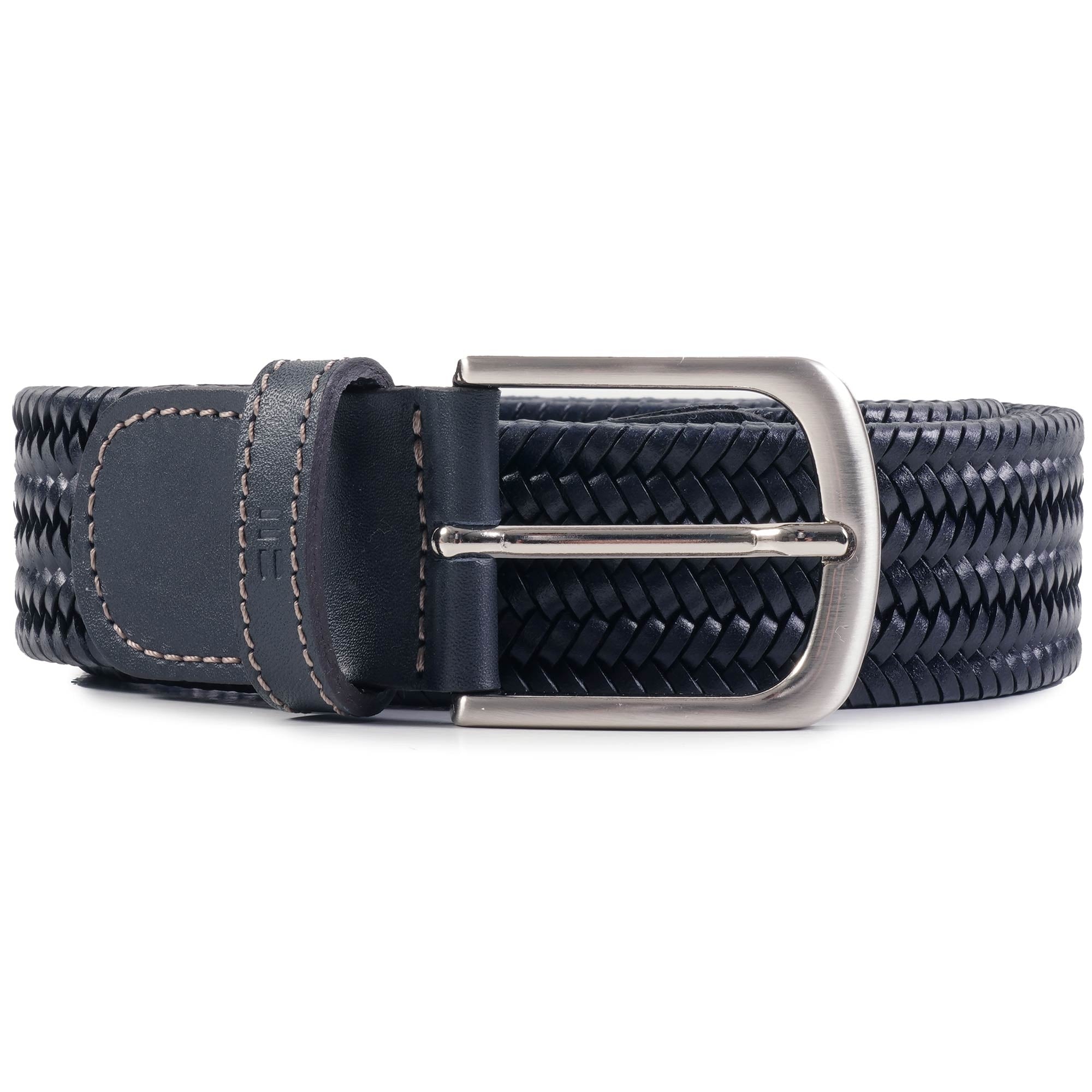 Miguel Bellido Belts Leather Woven Belt - Navy