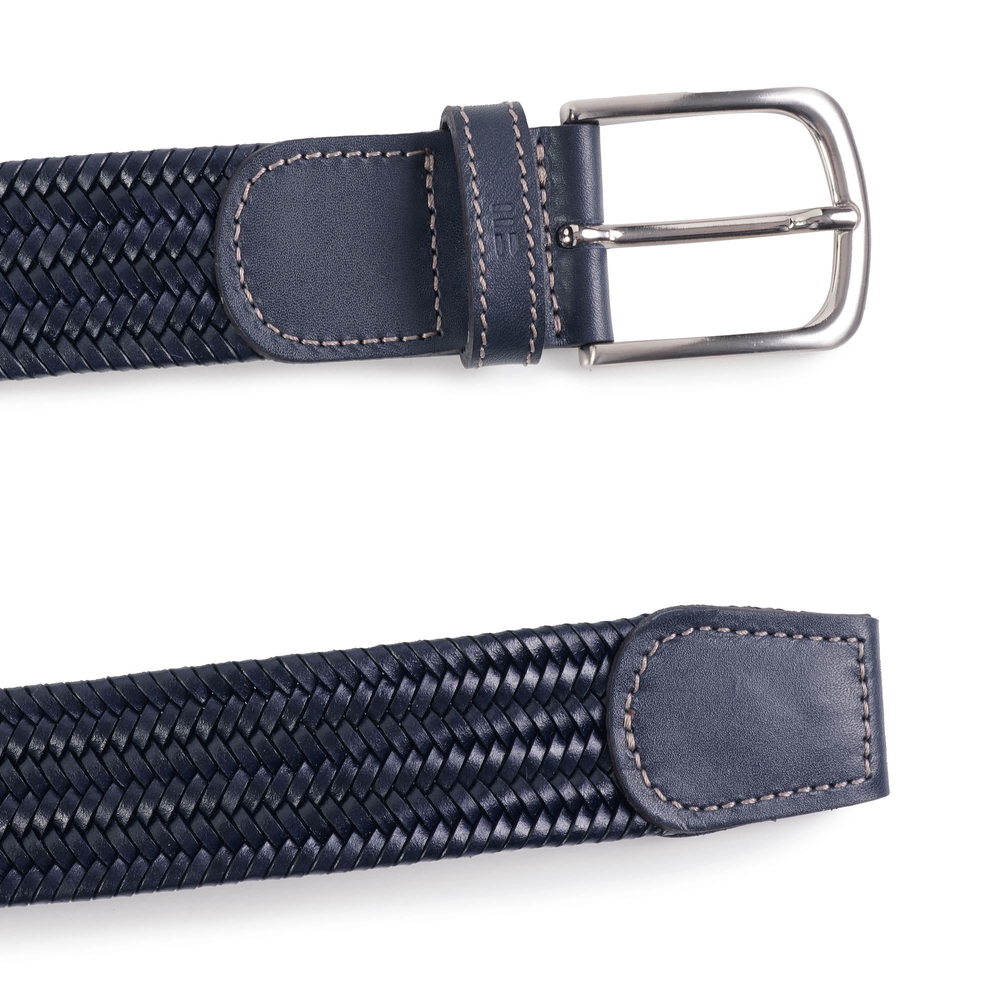Miguel Bellido Belts Leather Woven Belt - Navy