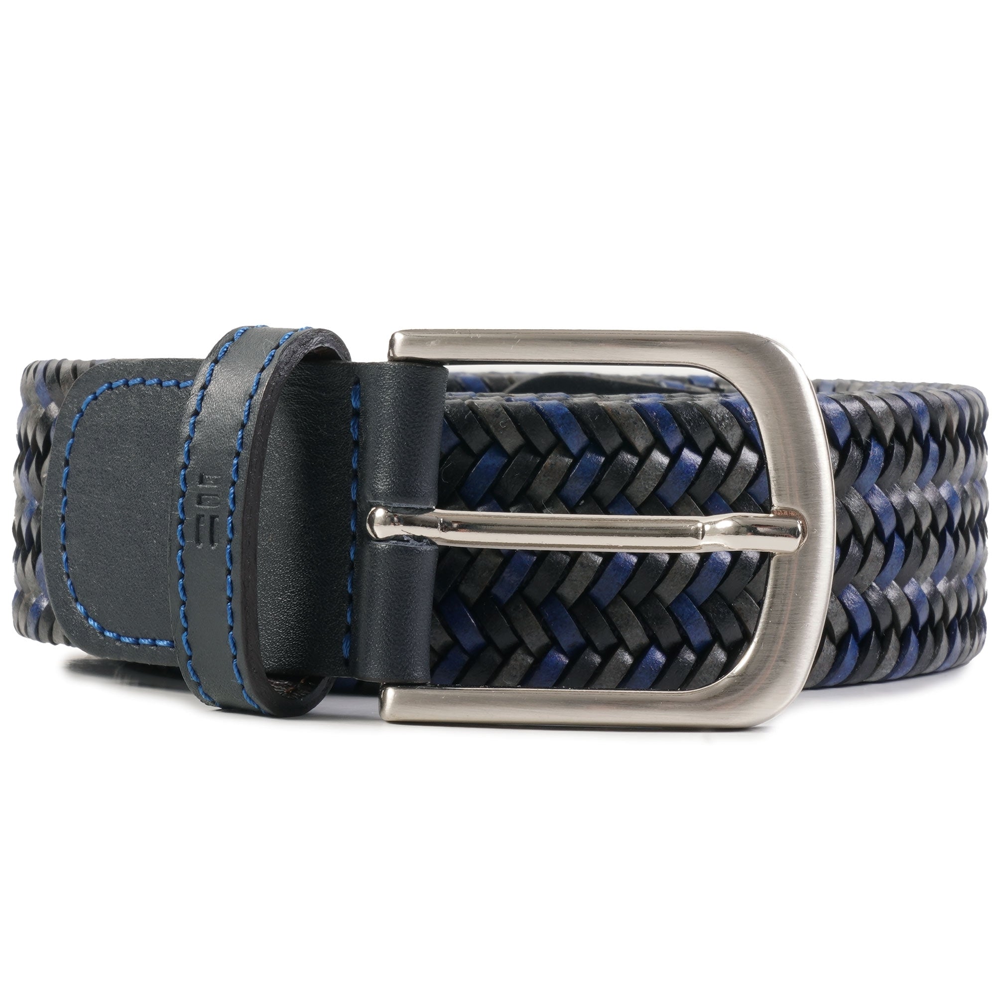 Miguel Bellido Belts Leather Woven Belt - Black and Blue
