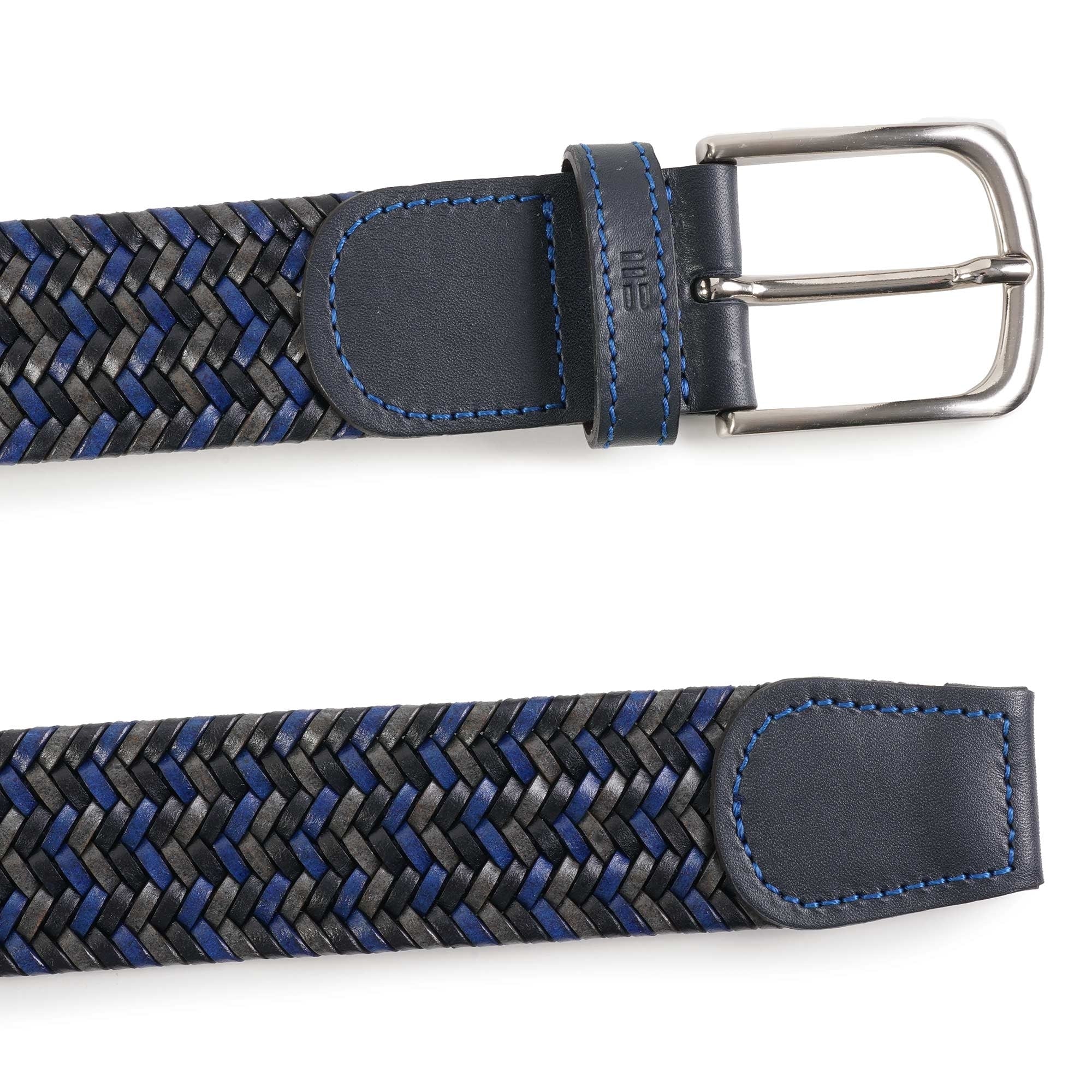 Miguel Bellido Belts Leather Woven Belt - Black and Blue