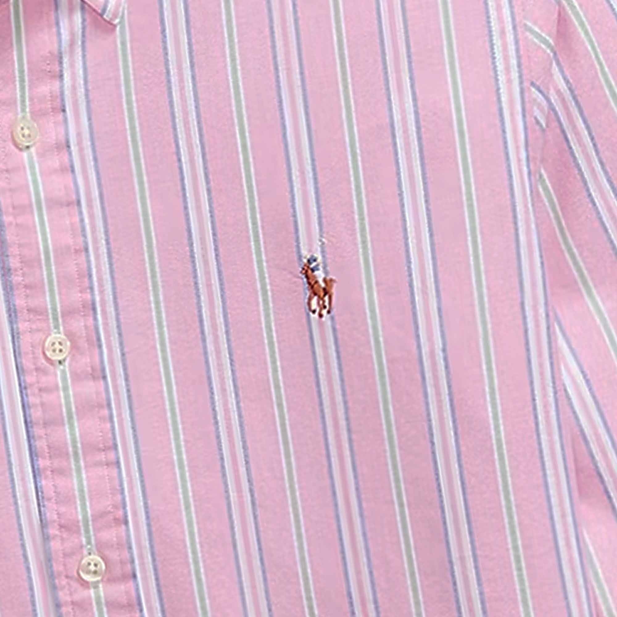 Polo Ralph Lauren Custom Fit Striped Oxford Shirt - Pink