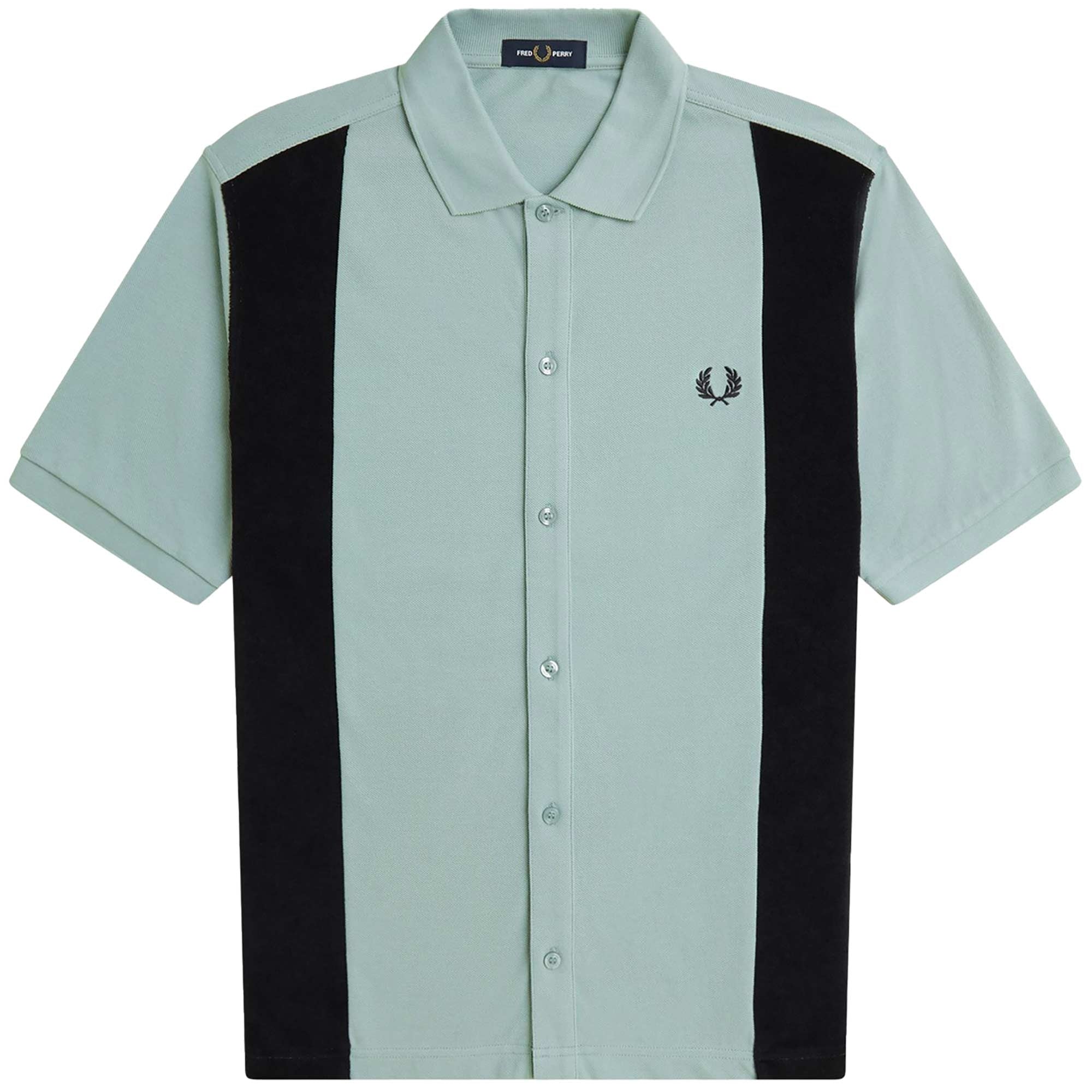 Fred Perry Towelling Panel Polo Shirt - Silver Blue