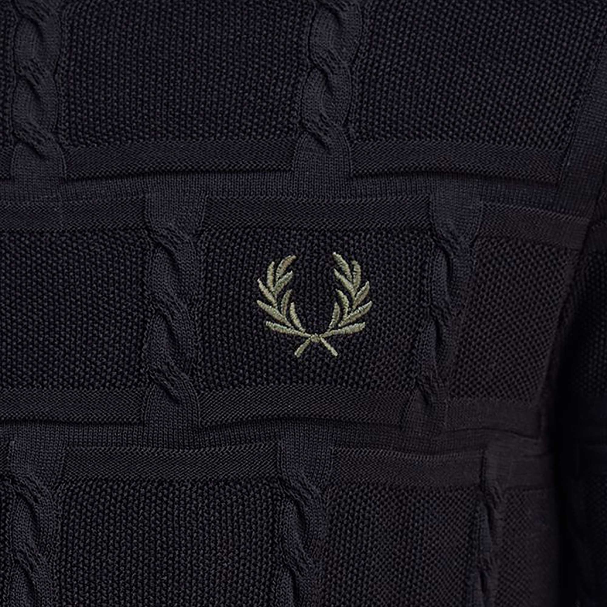 Fred Perry Cable Knitted Short Sleeve Shirt - Black