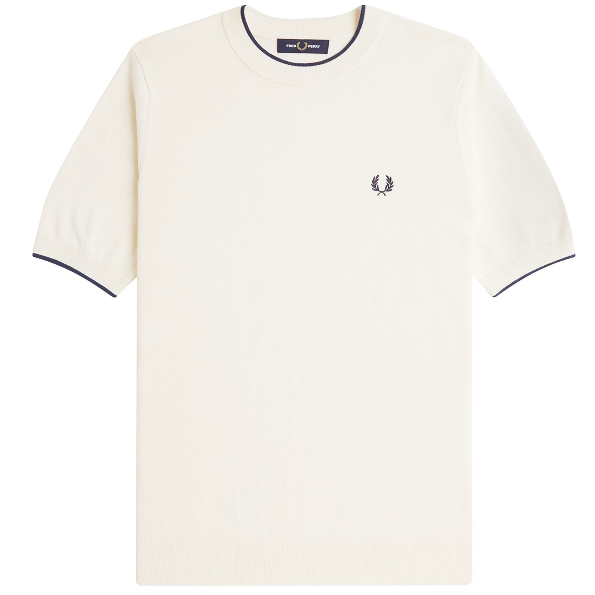 Fred Perry Texture Front Knitted T-Shirt - Ecru