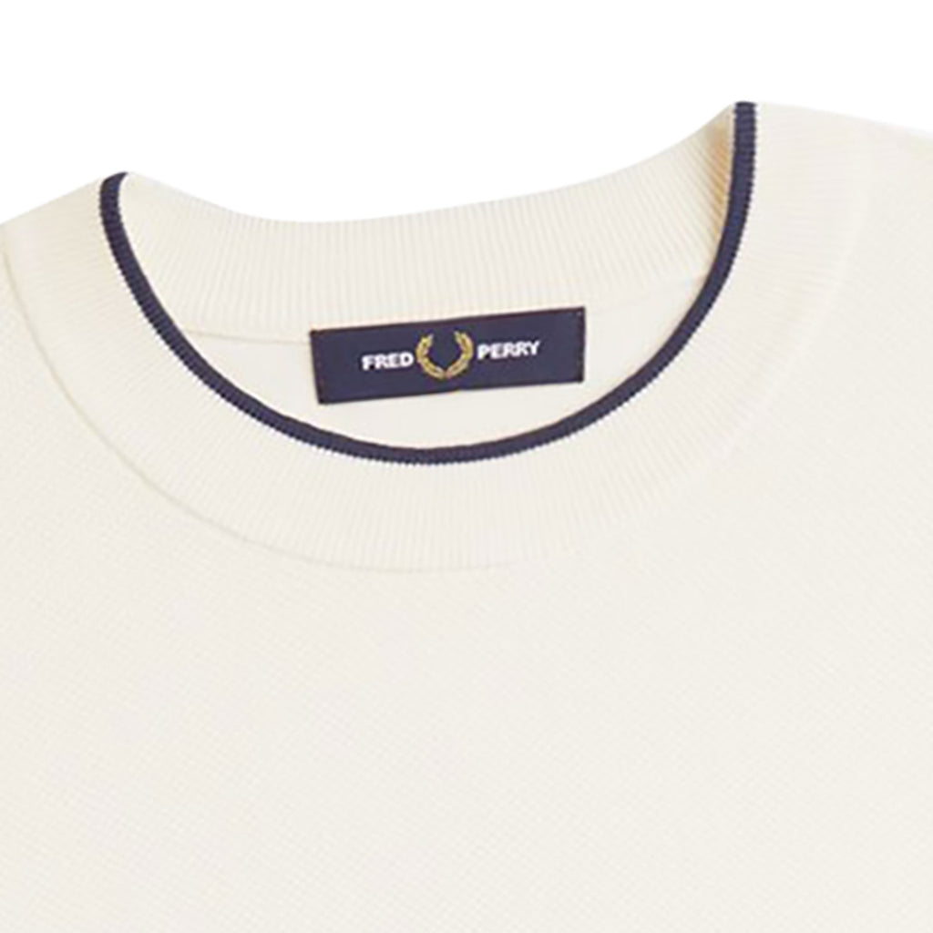 Fred Perry Texture Front Knitted T-Shirt - Ecru