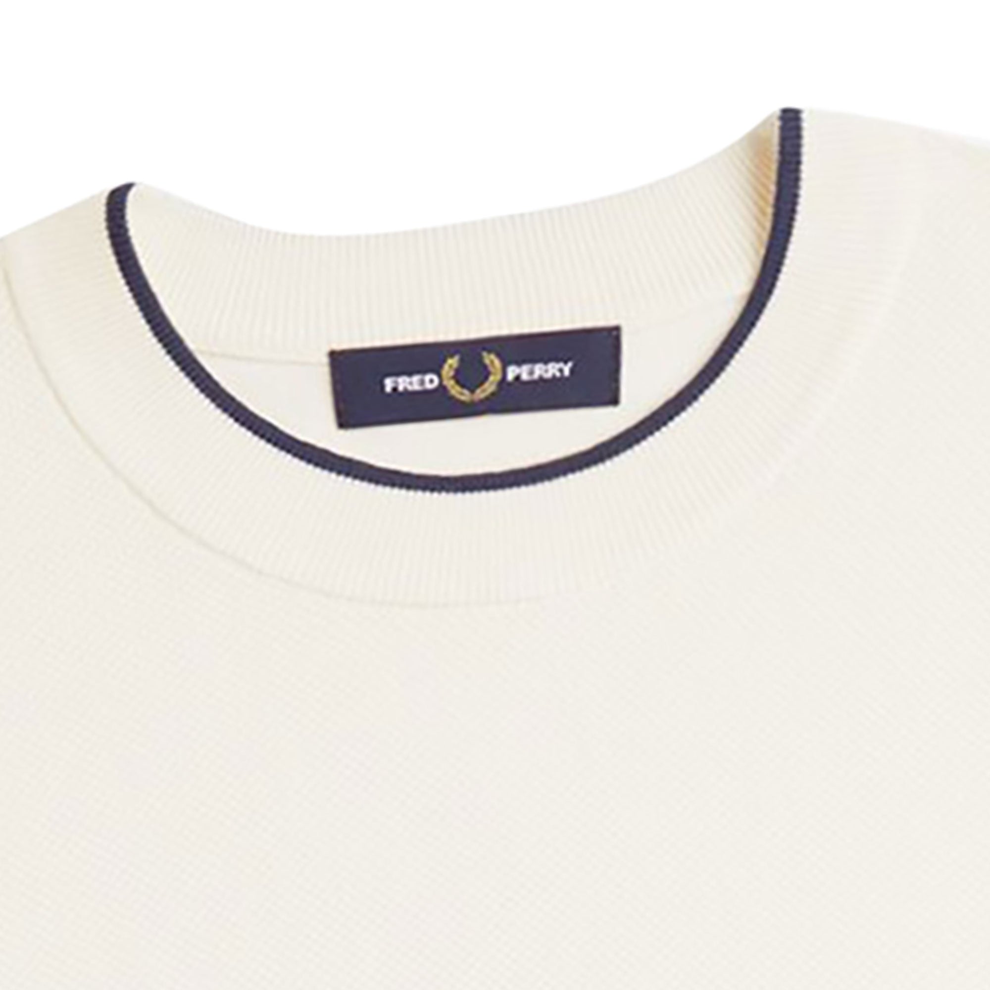 Fred Perry Texture Front Knitted T-Shirt - Ecru