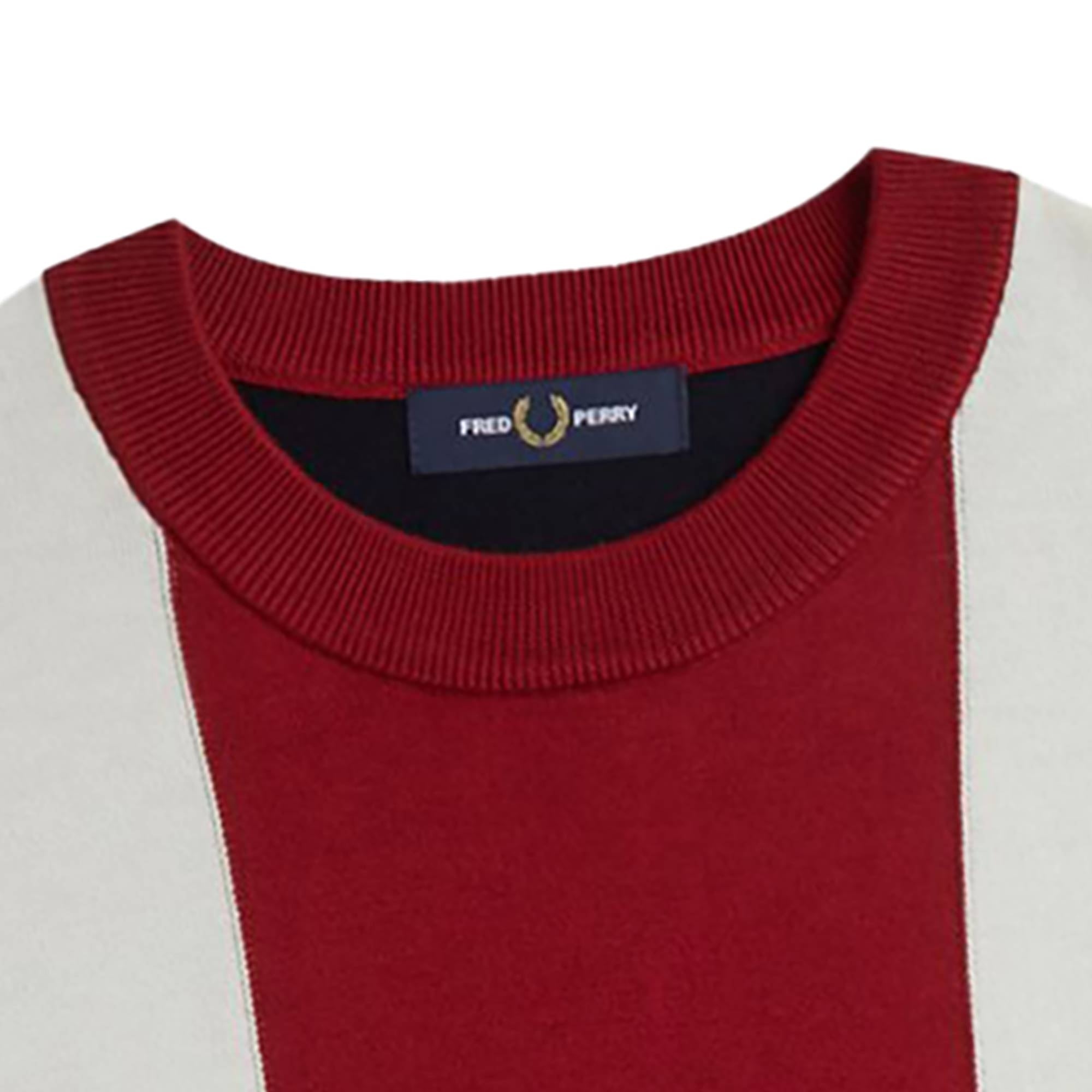 Fred Perry Vertical Stripe Knitted T-Shirt - Navy