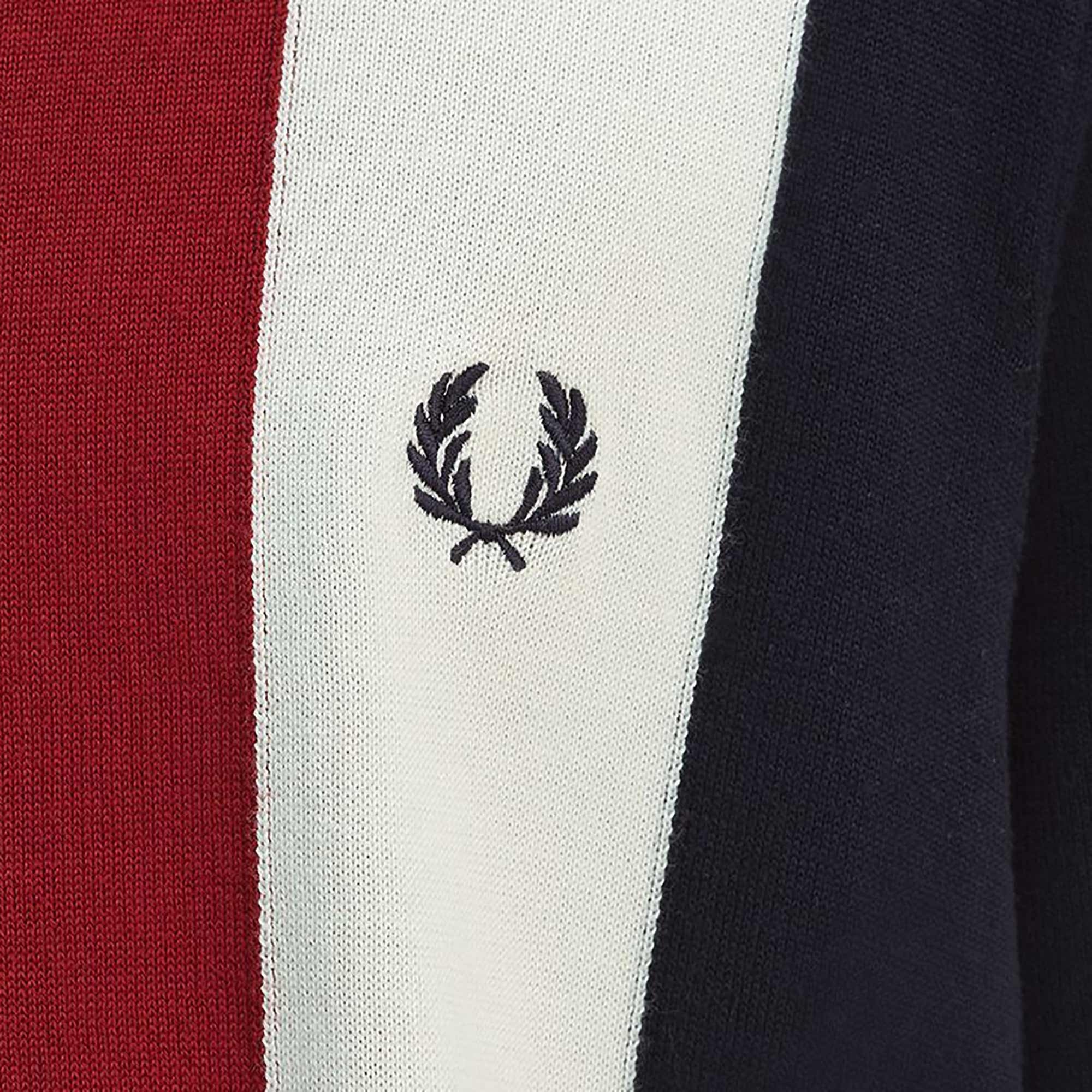 Fred Perry Vertical Stripe Knitted T-Shirt - Navy