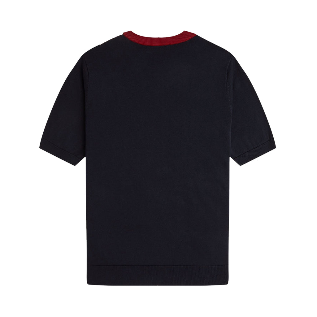 Fred Perry Vertical Stripe Knitted T-Shirt - Navy