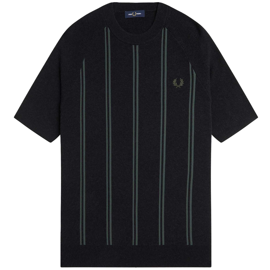 Fred Perry Striped Knitted T-Shirt - Black