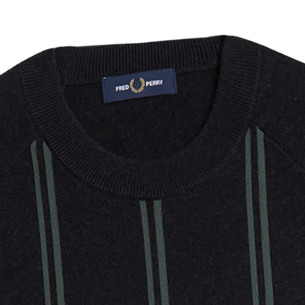 Fred Perry Striped Knitted T-Shirt - Black