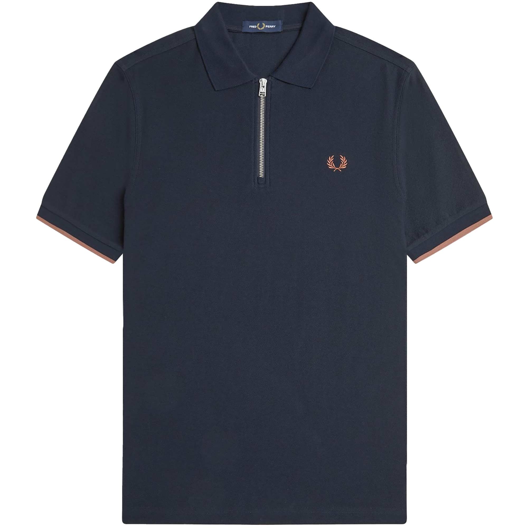 Fred Perry Pique Zip Neck Polo - Navy