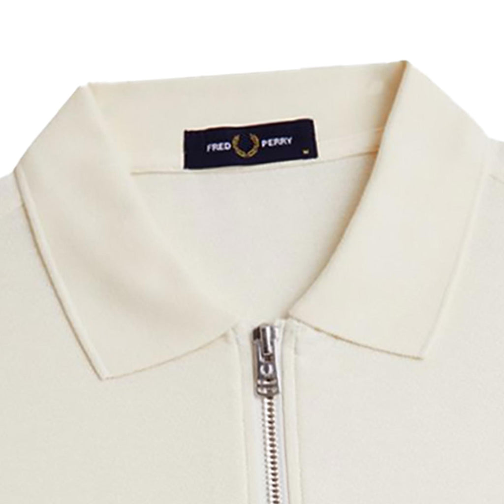 Fred Perry Crepe Pique Zip Neck Shirt - Ecru