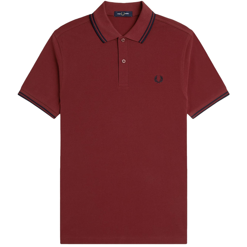 Fred Perry M3600 Twin Tipped Polo Shirt - Bur Red