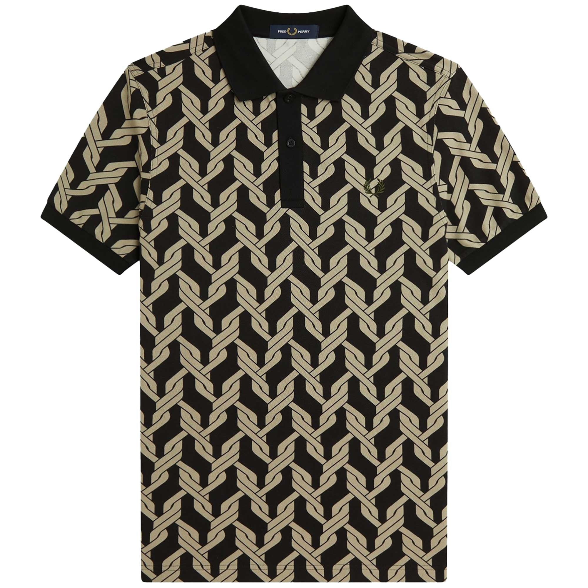Fred Perry Cable Print Polo Shirt - Black