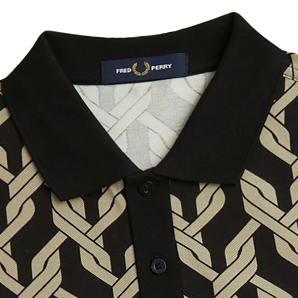 Fred Perry Cable Print Polo Shirt - Black