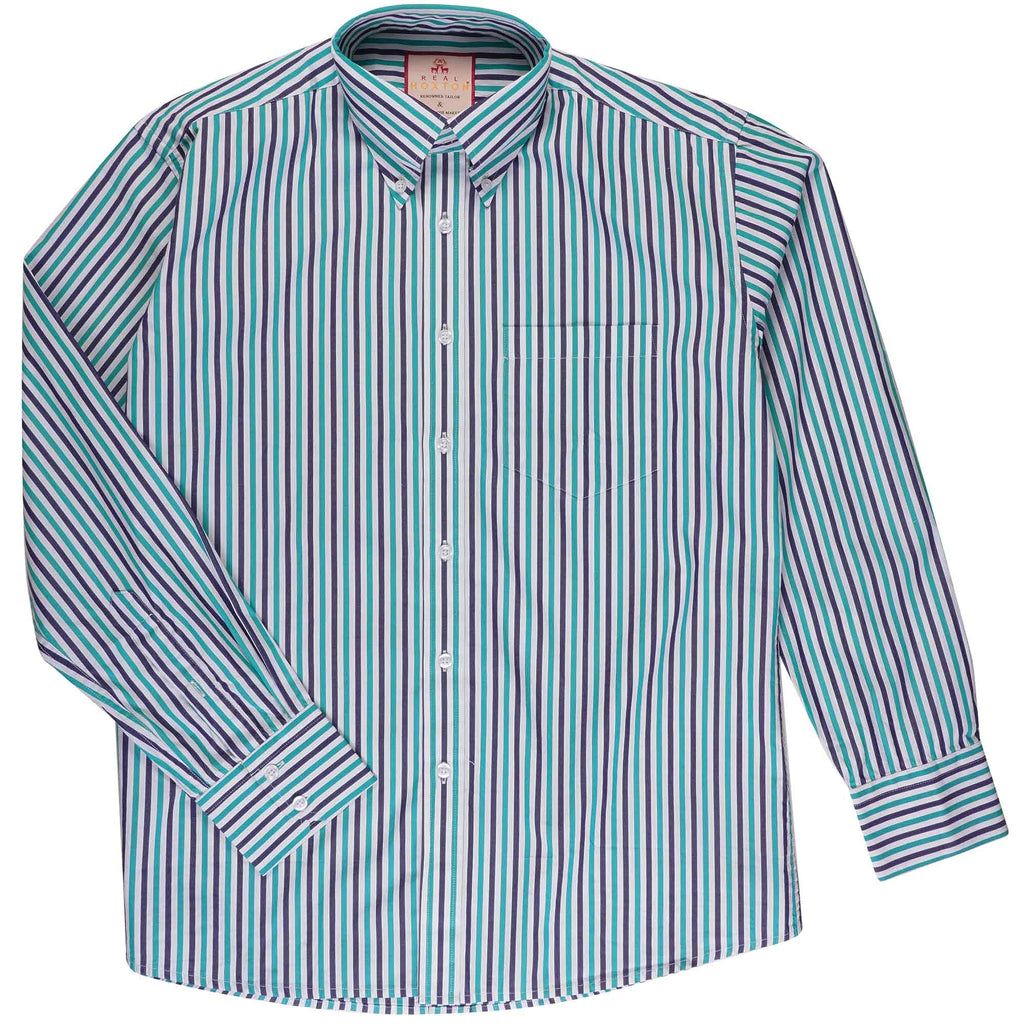 Real Hoxton Classic Striped Shirt - Green and White
