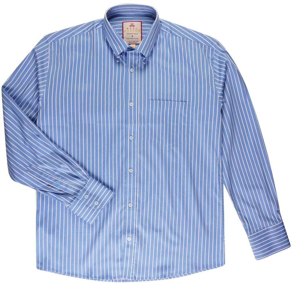 Real Hoxton Classic Striped Shirt - Blue and White
