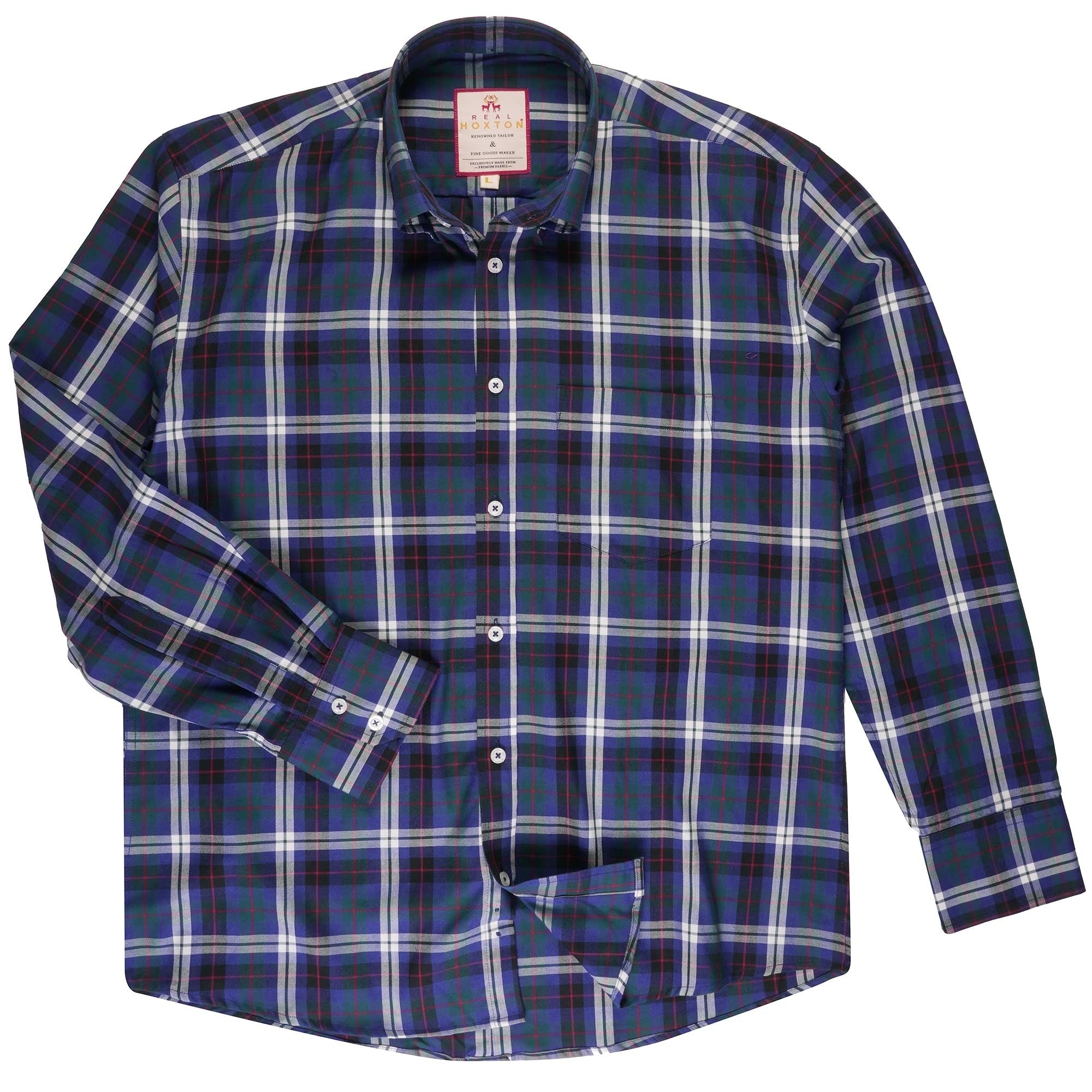 Real Hoxton Long Sleeve Shirt - Black Watch Tartan Check