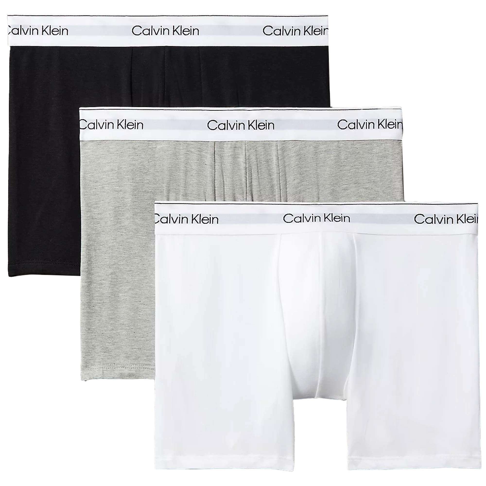 Calvin Klein 3 Pack Icon Cotton Stretch Boxer Briefs - Black, Grey and White