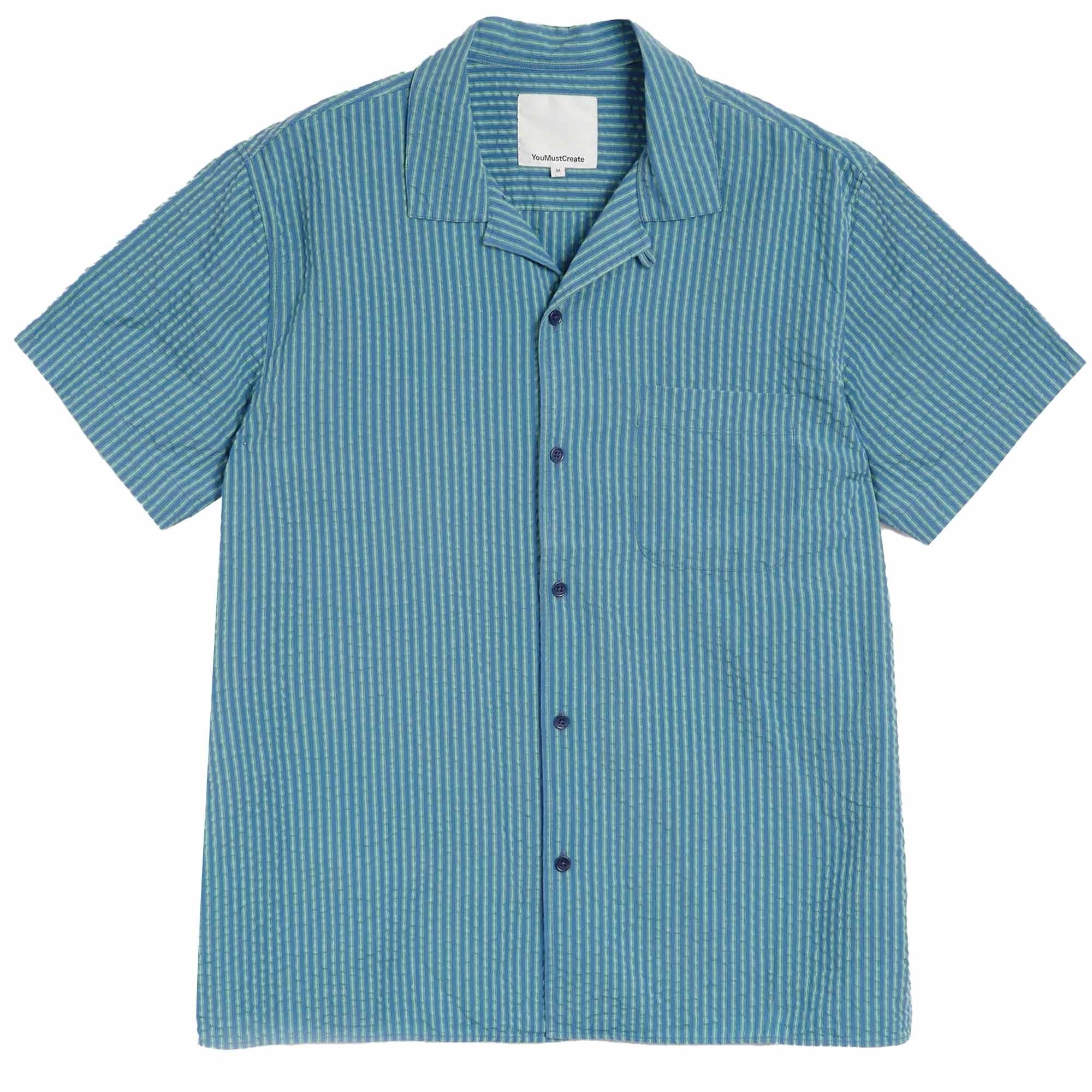 YMC Malick Shirt - Blue and Green