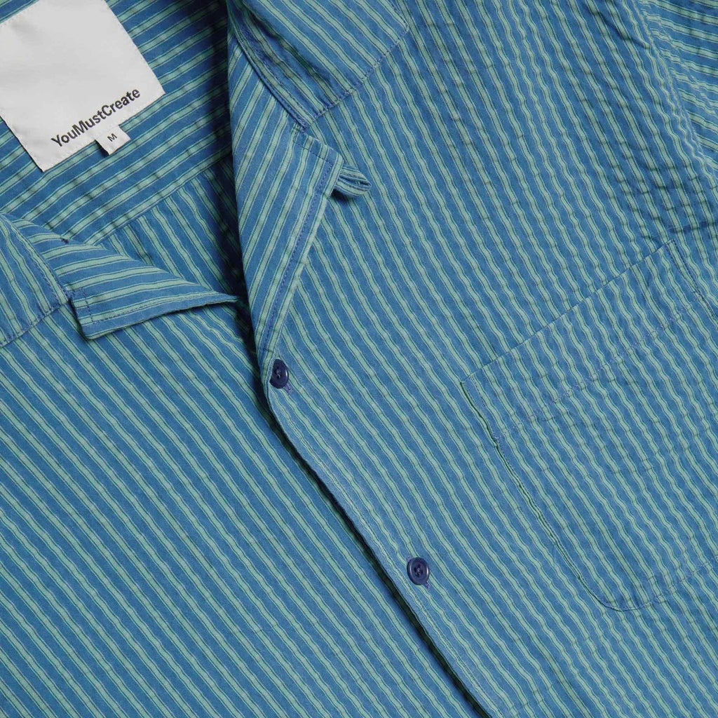 YMC Malick Shirt - Blue and Green