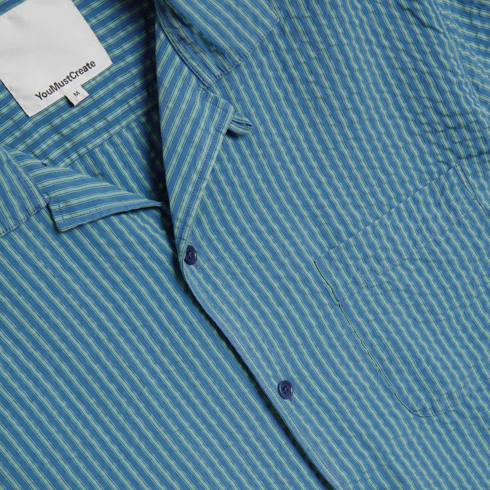 YMC Malick Shirt - Blue and Green