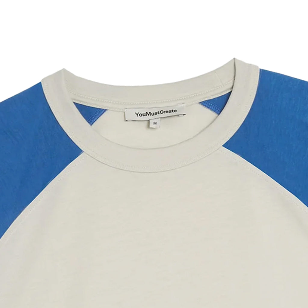 YMC Triple Raglan T-Shirt - Stone and Blue
