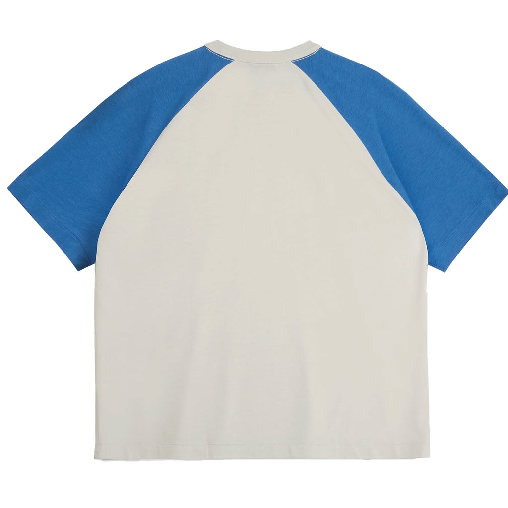 YMC Triple Raglan T-Shirt - Stone and Blue
