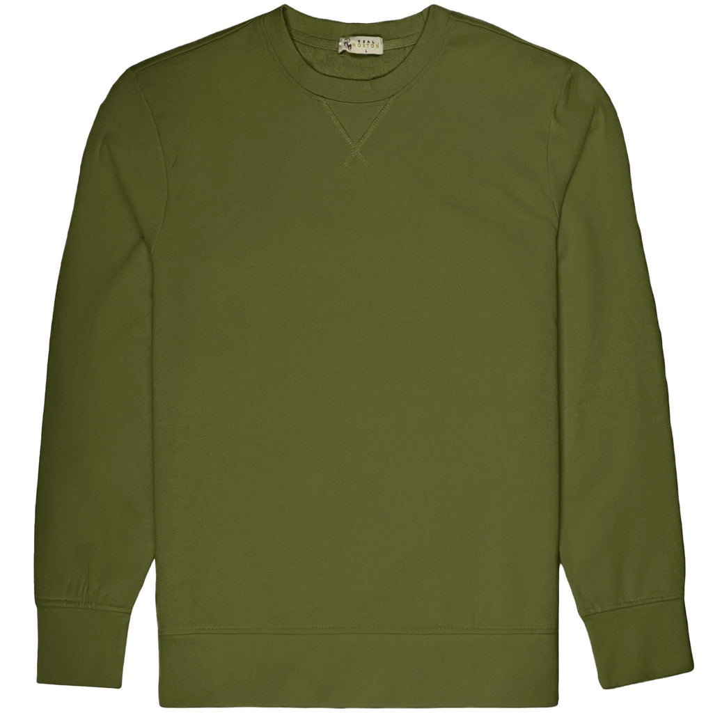 Real Hoxton Loopback Cotton Sweatshirt - Army Green