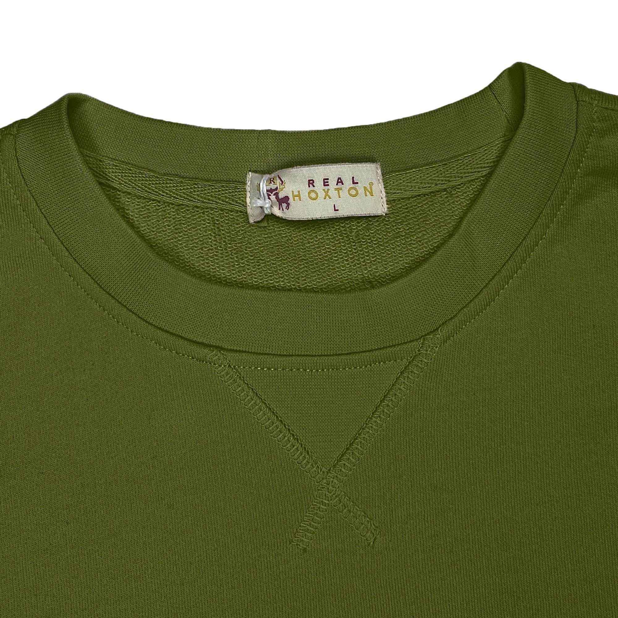 Real Hoxton Loopback Cotton Sweatshirt - Army Green