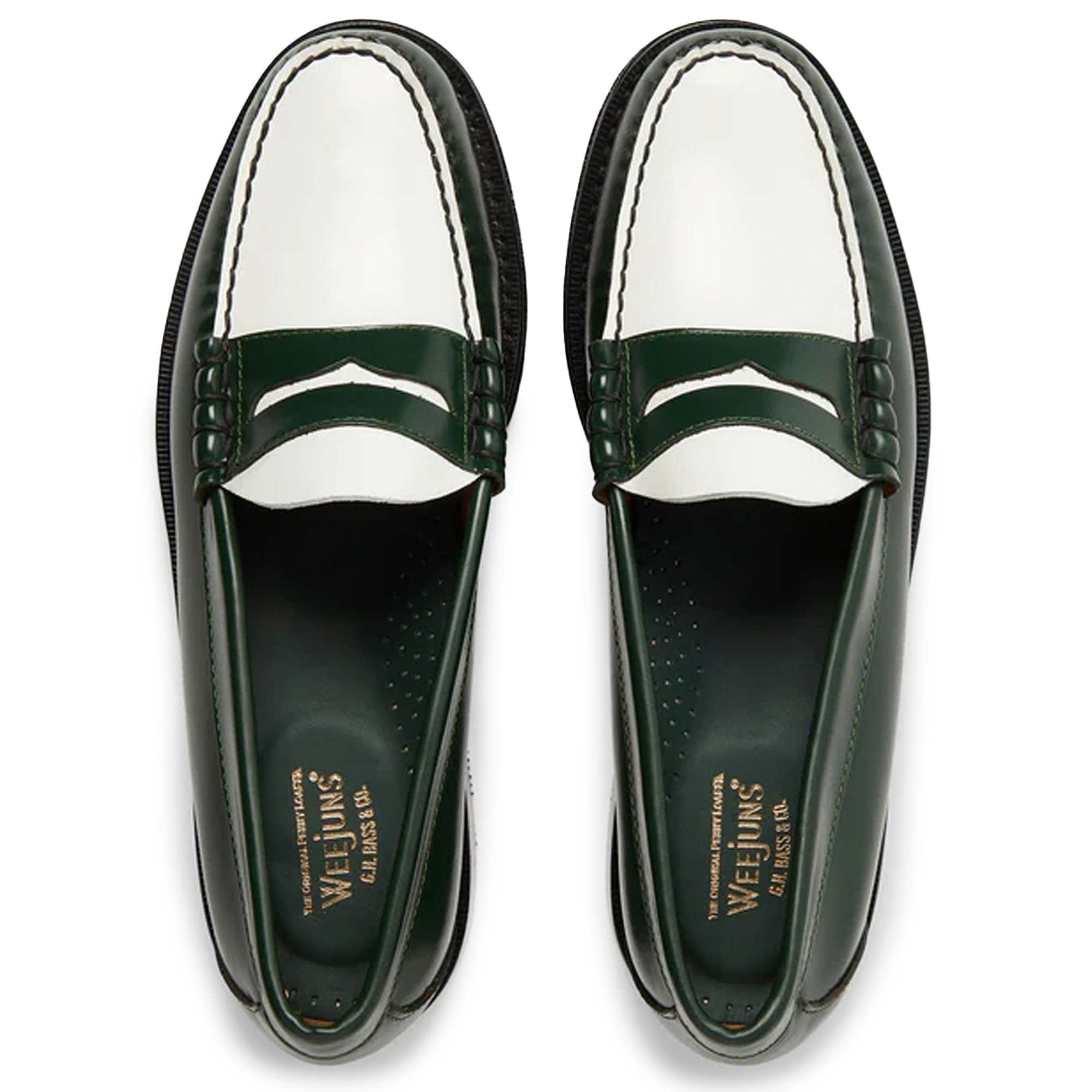 G.H. Bass Weejun Larson Penny Loafers - Dark Green/White